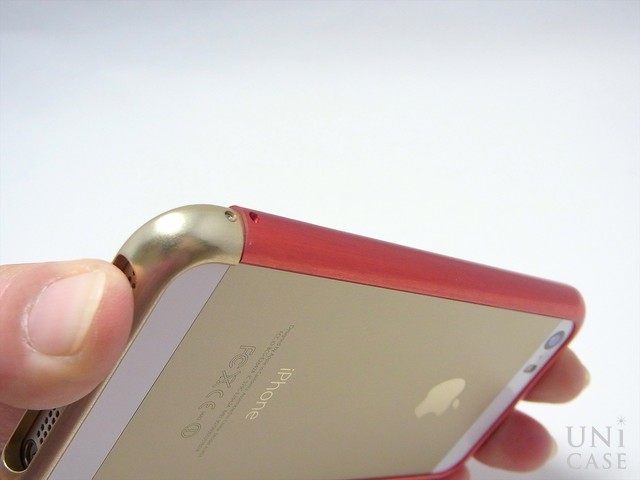 【iPhoneSE(第1世代)/5s/5 ケース】Duralumin Bumper (Red×Gold)の表裏