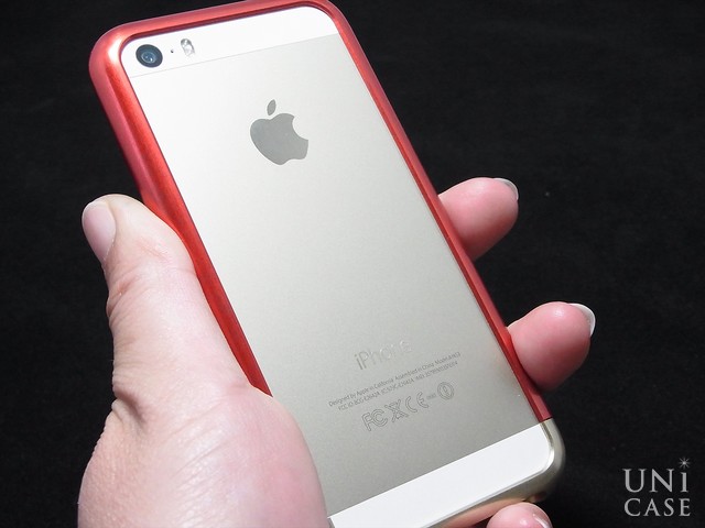 【iPhoneSE(第1世代)/5s/5 ケース】Duralumin Bumper (Red×Gold)の金属