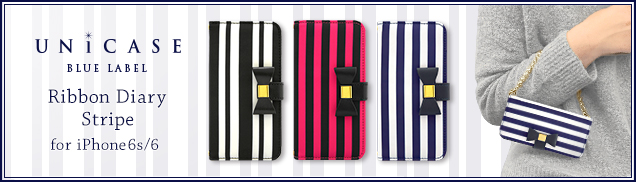 UNiCASEオリジナルデザイン BLUE LABEL(ブルー レーベル) Ribbon Diary Stripe(リボン ダイアリー ストライプ) for iPhone6s/6 Image
