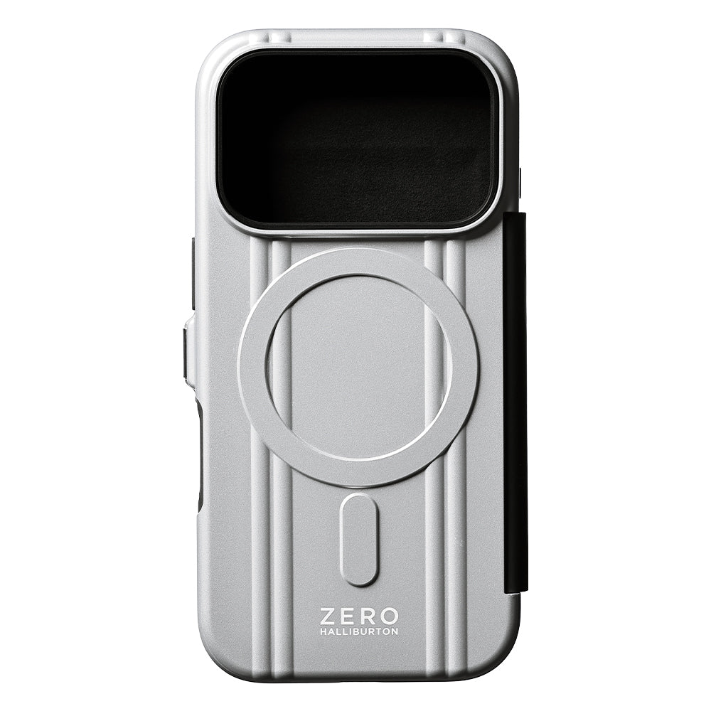 ZERO HALLIBURTON Hybrid Shockproof Flip Case for iPhone 18 Pro/17 Pro (Matte Silver)
