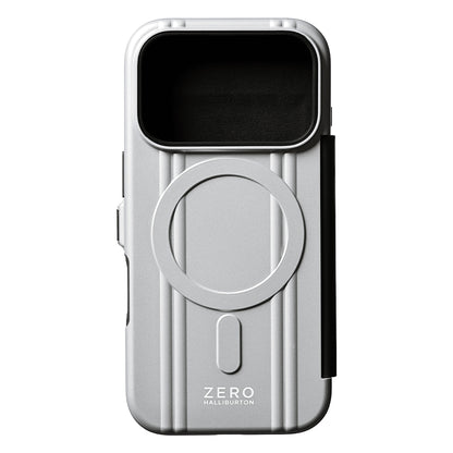 ZERO HALLIBURTON Hybrid Shockproof Flip Case for iPhone 18 Pro/17 Pro (Matte Silver)
