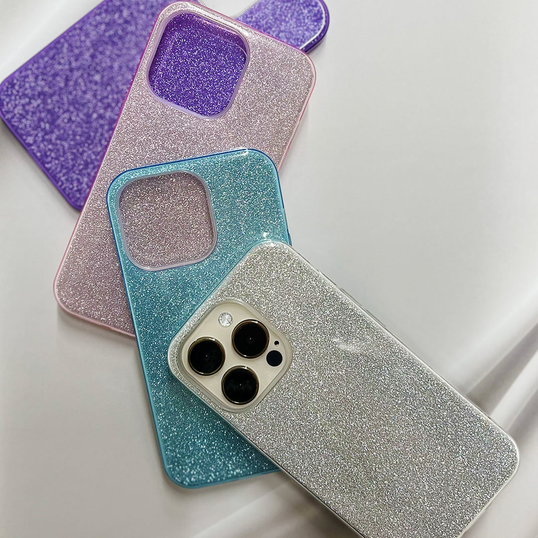 【iPhone 12/12Pro専用】シャイニー iPhone 背面ケース(パープル)