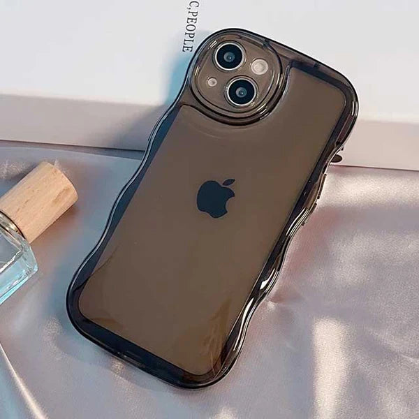 【iPhone14】Wavy Clear Case (black)