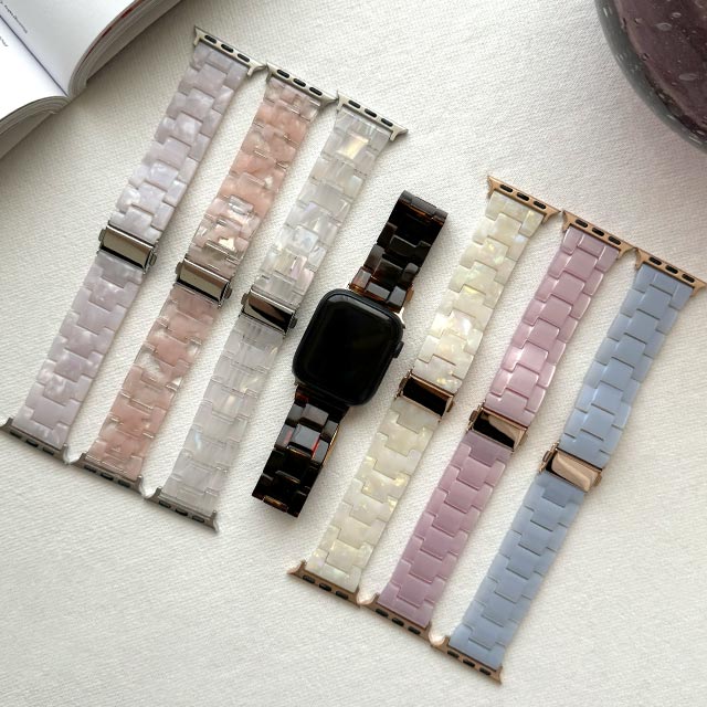 【Apple Watch バンド 41/40/38mm】マーブル樹脂バンド (コーラル) for Apple Watch SE(第2/1世代)/Series9/8/7/6/5/4/3/2/1