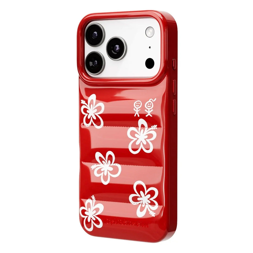 The Puffer Case (Hibiscus 01 in Tropical Red)