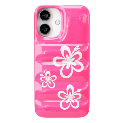 The Puffer Case (Hibiscus 02 in Neon Pink)