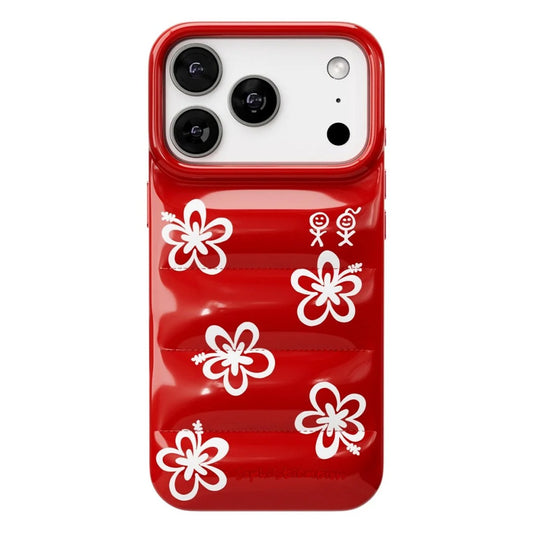 The Puffer Case (Hibiscus 01 in Tropical Red)