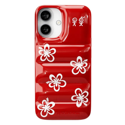 The Puffer Case (Hibiscus 01 in Tropical Red)