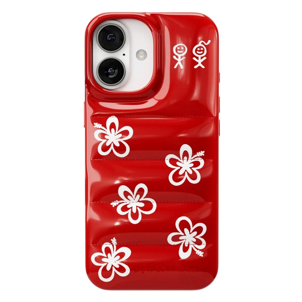 The Puffer Case (Hibiscus 01 in Tropical Red)