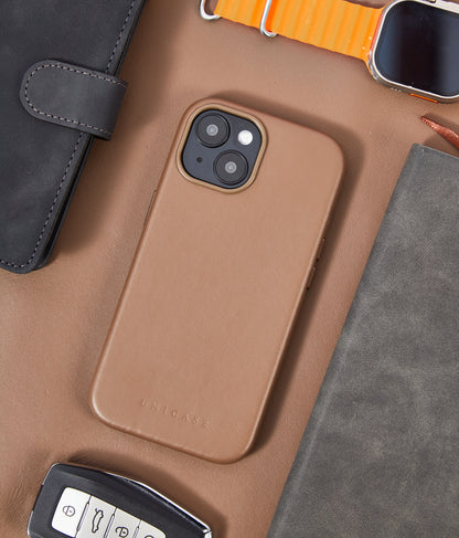 【iPhone15 Pro】Leather Plain Case(brown)