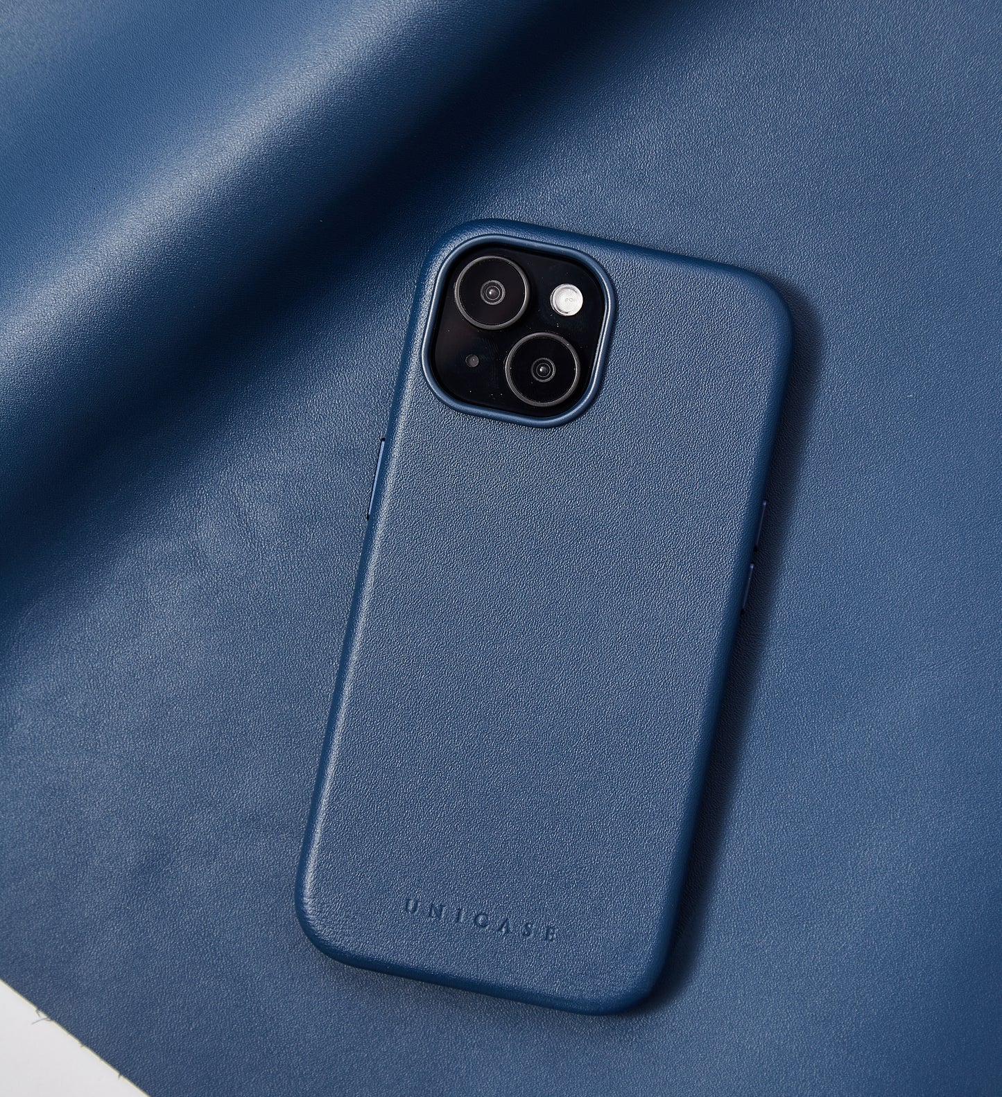 【iPhone15 Pro】Leather Plain Case(blue)