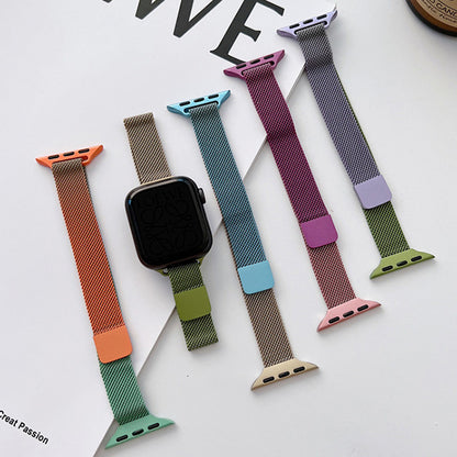 【Apple Watch バンド 41/40/38mm】メタルステンレスバンド (グリーン×パープル) for Apple Watch SE(第2/1世代)/Series9/8/7/6/5/4/3/2/1