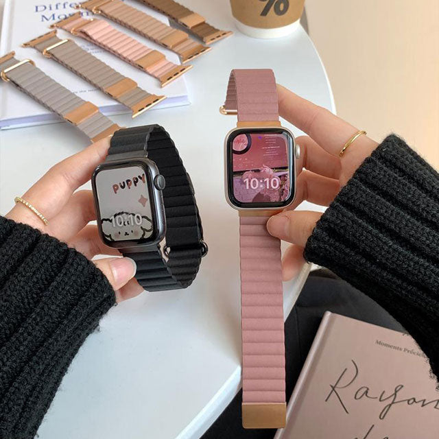 【Apple Watch バンド 41/40/38mm】レザーマグネットバンド (ライトグレー) for Apple Watch SE(第2/1世代)/Series9/8/7/6/5/4/3/2/1