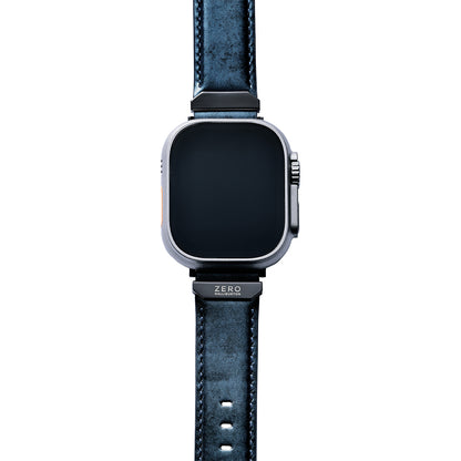 For Apple Watch (49/46/45/44mm)ZERO HALLIBURTON Leather WatchBand (Steel Blue)