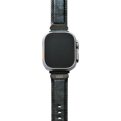 For Apple Watch (49/46/45/44mm)ZERO HALLIBURTON Leather WatchBand (Black)