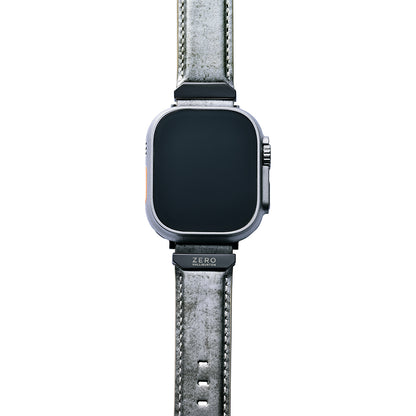 For Apple Watch (49/46/45/44mm)ZERO HALLIBURTON Leather WatchBand (Matte Silver)