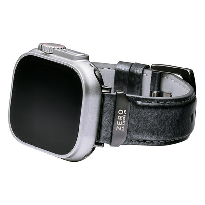 For Apple Watch (49/46/45/44mm)ZERO HALLIBURTON Leather WatchBand (Black)