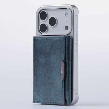 Leather Mag Card Case (Steel Blue)