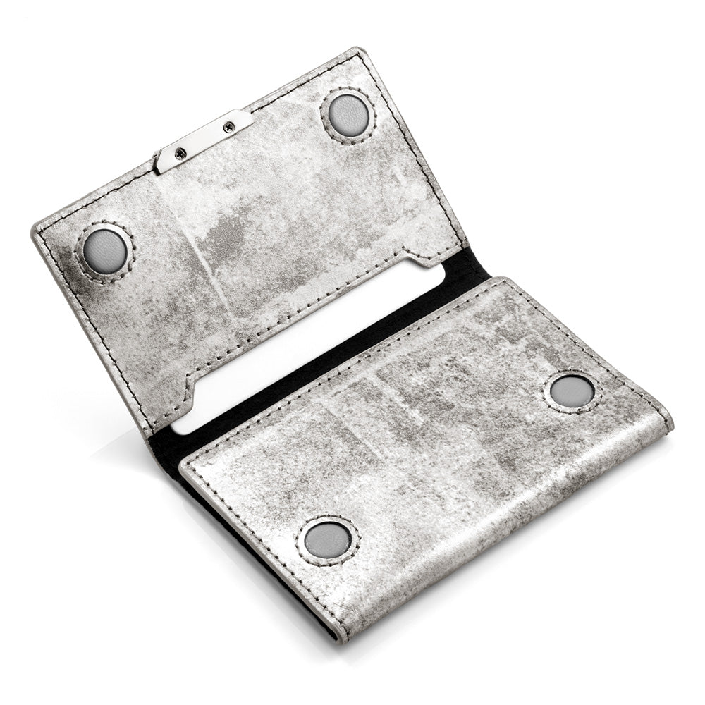 Leather Mag Card Case (Silver)