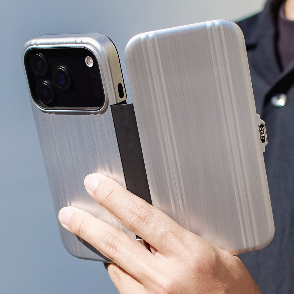ZERO HALLIBURTON Hybrid Shockproof Flip Case (Matte Silver)