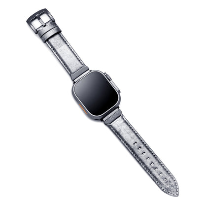 For Apple Watch (49/46/45/44mm)ZERO HALLIBURTON Leather WatchBand (Matte Silver)