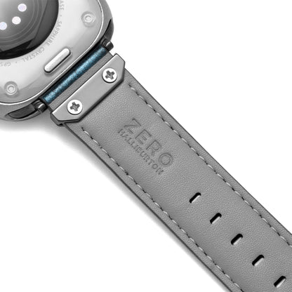 For Apple Watch (49/46/45/44mm)ZERO HALLIBURTON Leather WatchBand (Black)