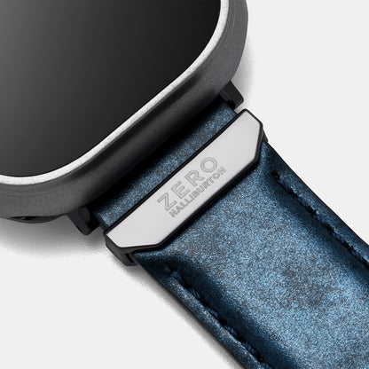 For Apple Watch (49/46/45/44mm)ZERO HALLIBURTON Leather WatchBand (Black)