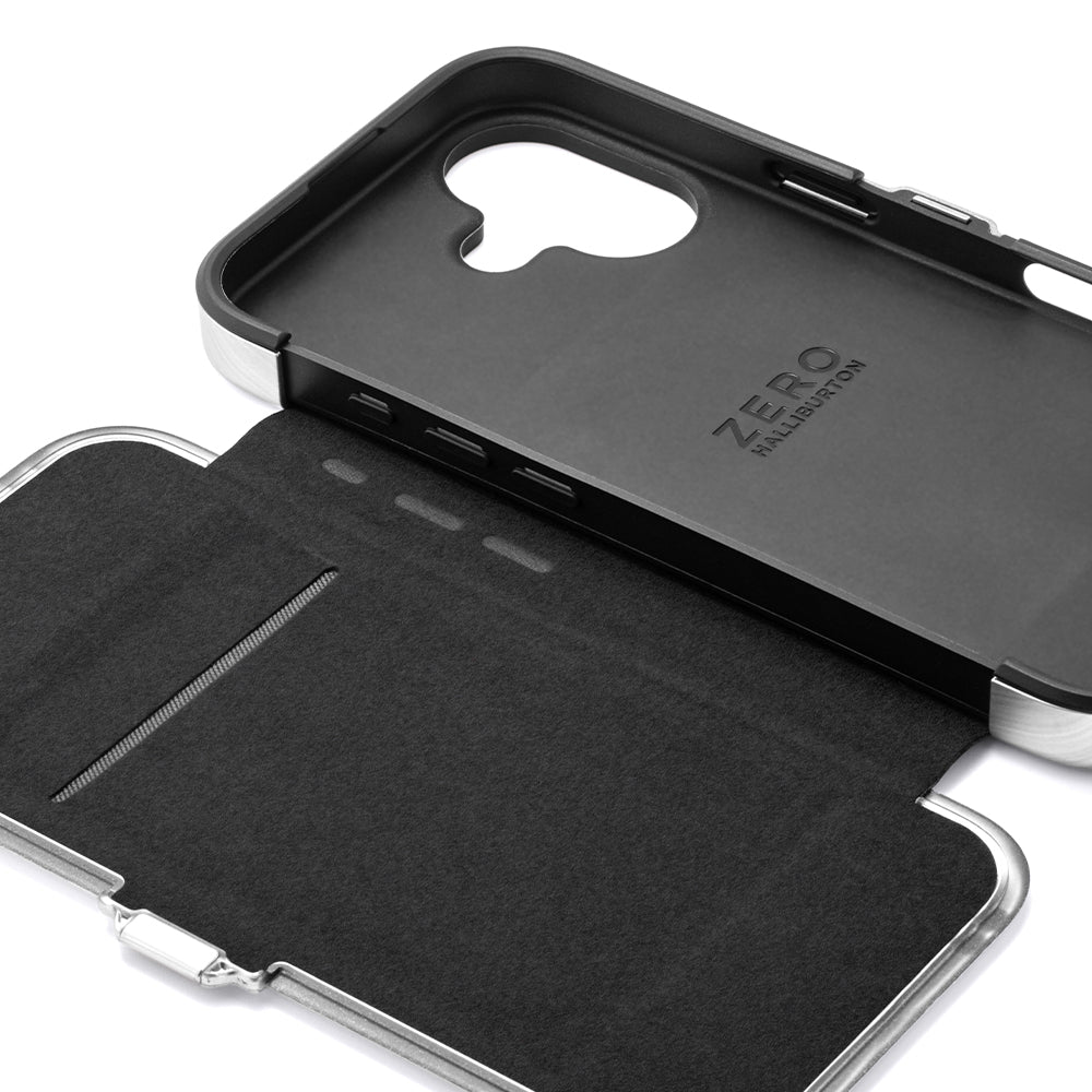 ZERO HALLIBURTON Hybrid Shockproof Flip Case (Matte Silver)