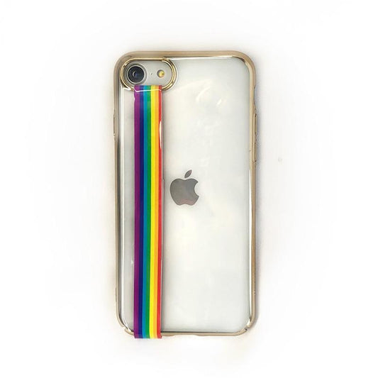 【各種スマートフォンケース対応】GLIPBAND バンド型ストラップ(レインボー　ホワイト)