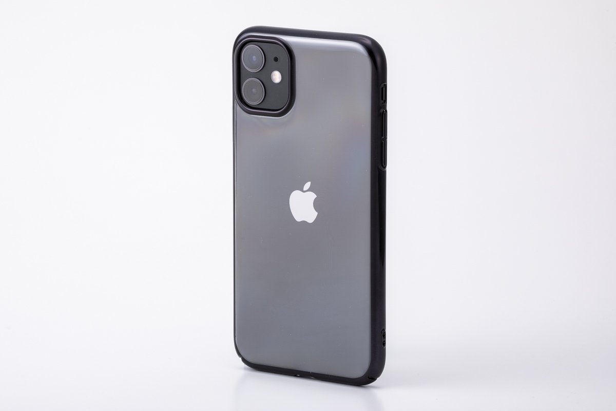 【iPhone 11専用】サイドメッキクリア iPhone 背面ケース(ブラック)