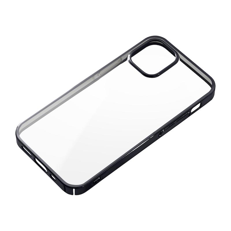 【iPhone 12 mini専用】サイドメッキクリア iPhone 背面ケース(ブラック)