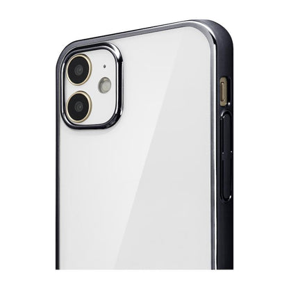 【iPhone 12 mini専用】サイドメッキクリア iPhone 背面ケース(ブラック)