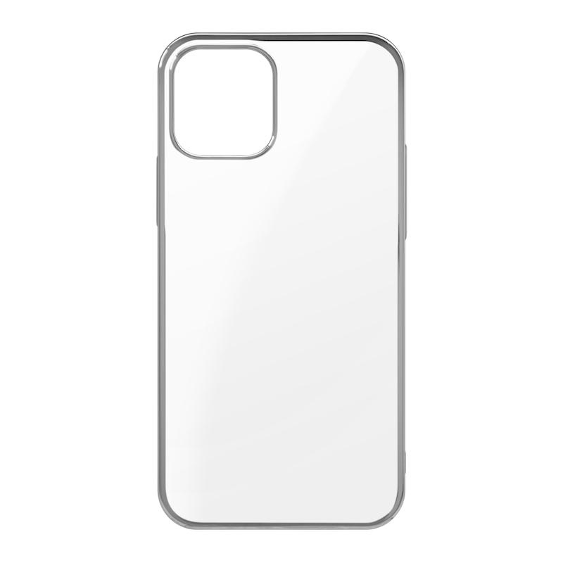 【iPhone 12/12 Pro専用】サイドメッキクリア iPhone 背面ケース(シルバー)