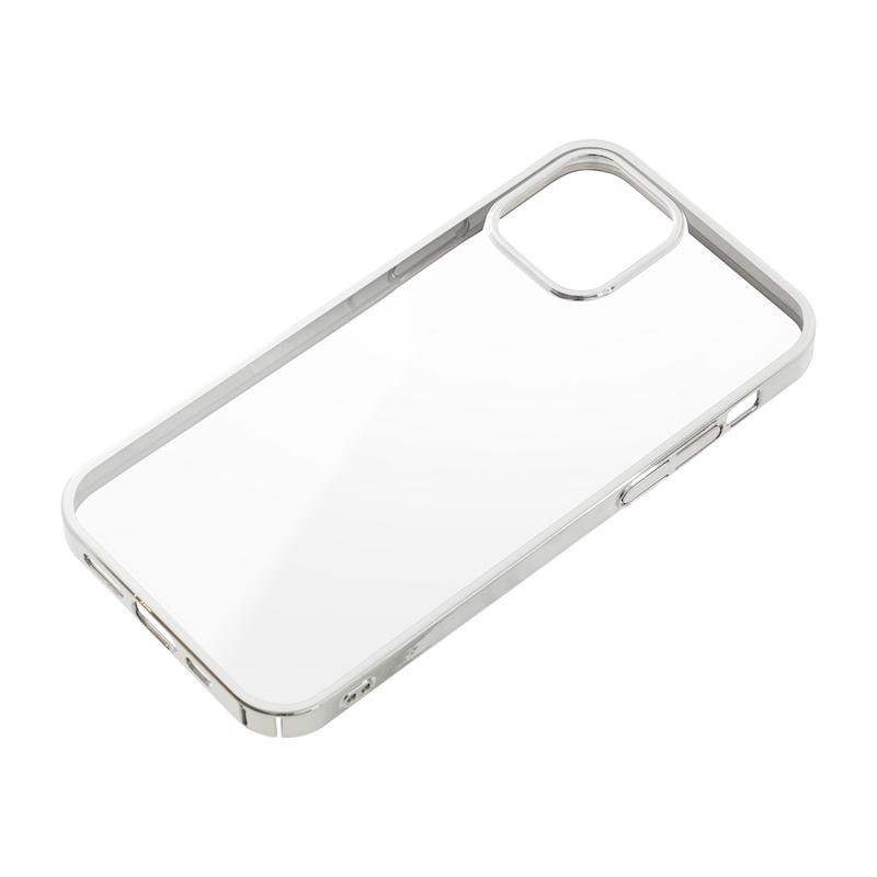 【iPhone 12/12 Pro専用】サイドメッキクリア iPhone 背面ケース(シルバー)