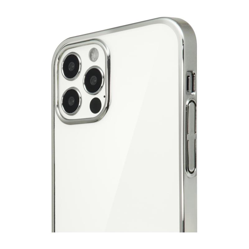 【iPhone 12/12 Pro専用】サイドメッキクリア iPhone 背面ケース(シルバー)