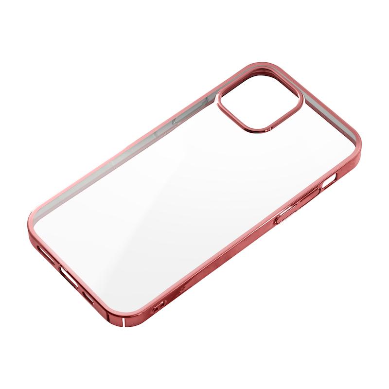 【iPhone 12/12 Pro専用】サイドメッキクリア iPhone 背面ケース(ローズゴールド)