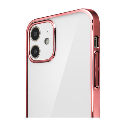 【iPhone 12/12 Pro専用】サイドメッキクリア iPhone 背面ケース(ローズゴールド)