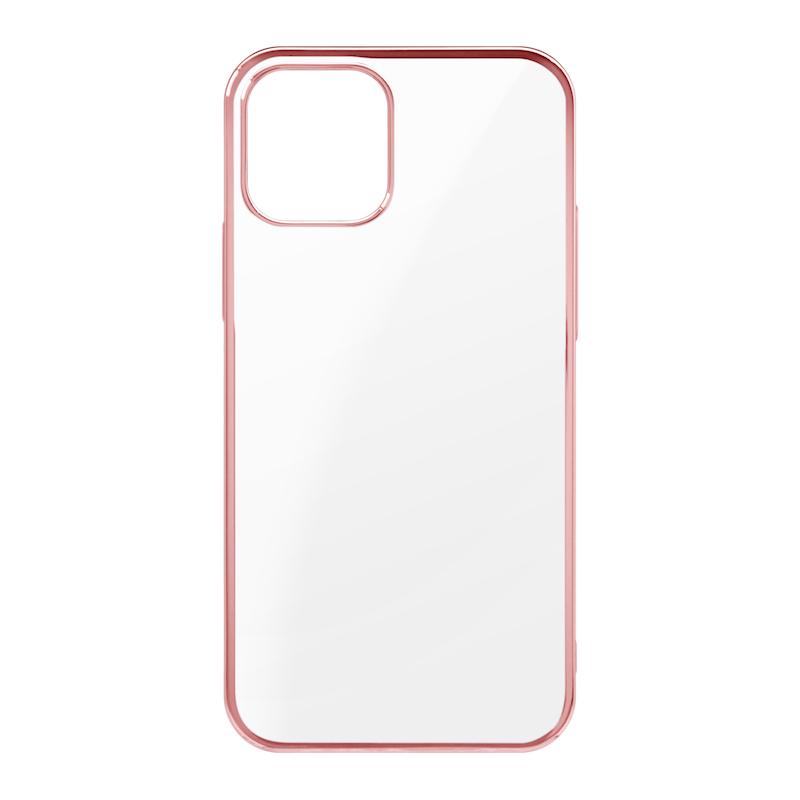 【iPhone 12/12 Pro専用】サイドメッキクリア iPhone 背面ケース(ローズゴールド)