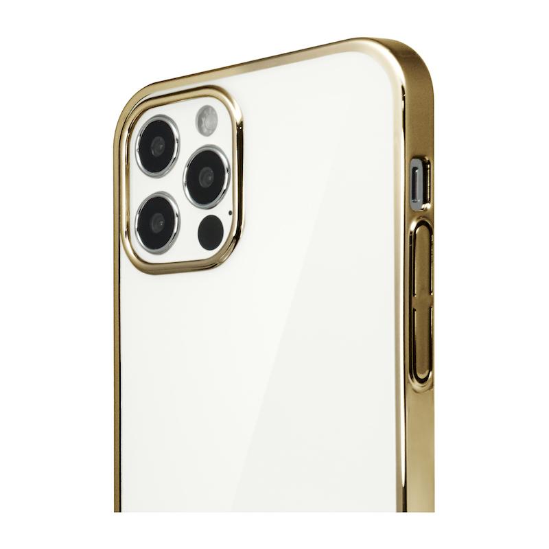 【iPhone 12/12 Pro専用】サイドメッキクリア iPhone 背面ケース(ゴールド)