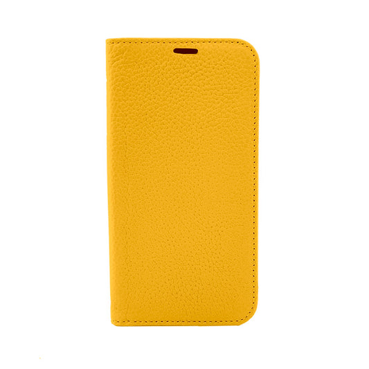 【iPhone13 Pro】リアルレザー手帳ケース (イエロー)