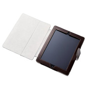 【iPad2 ケース】スタンド付縦型レザーケース(ブラウン)
