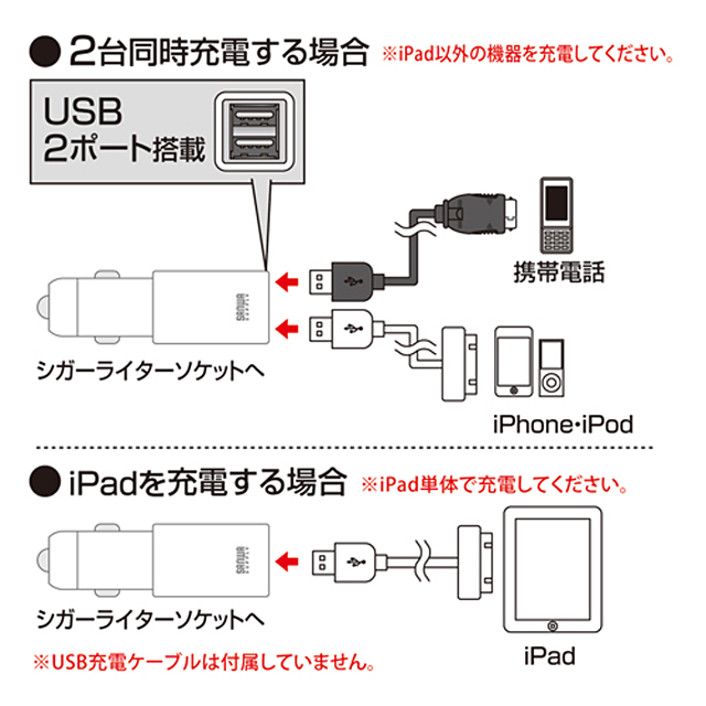 カーチャージャー (iPad対応USB充電・ブラック)goods_nameサブ画像