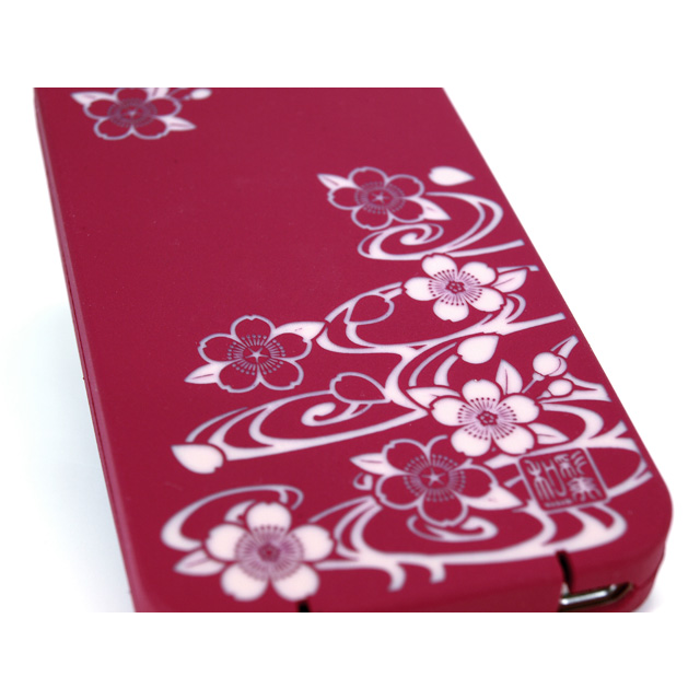 iPhone4柔装飾カバー 流水に桜(紅)サブ画像