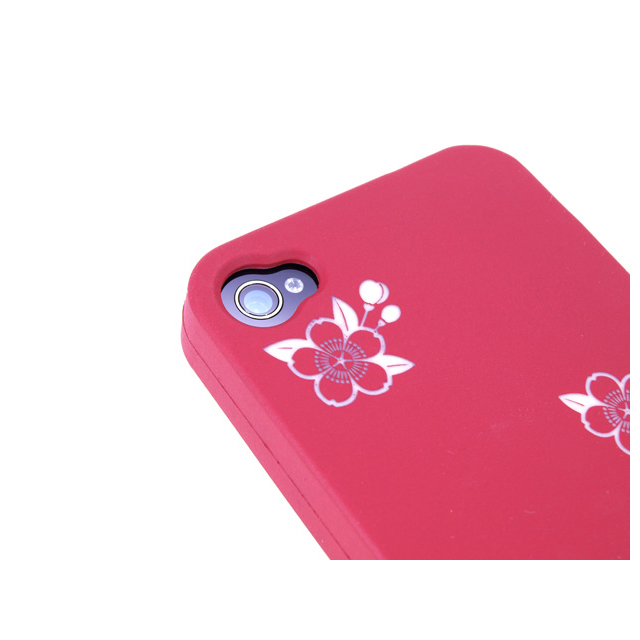 iPhone4柔装飾カバー 流水に桜(紅)サブ画像
