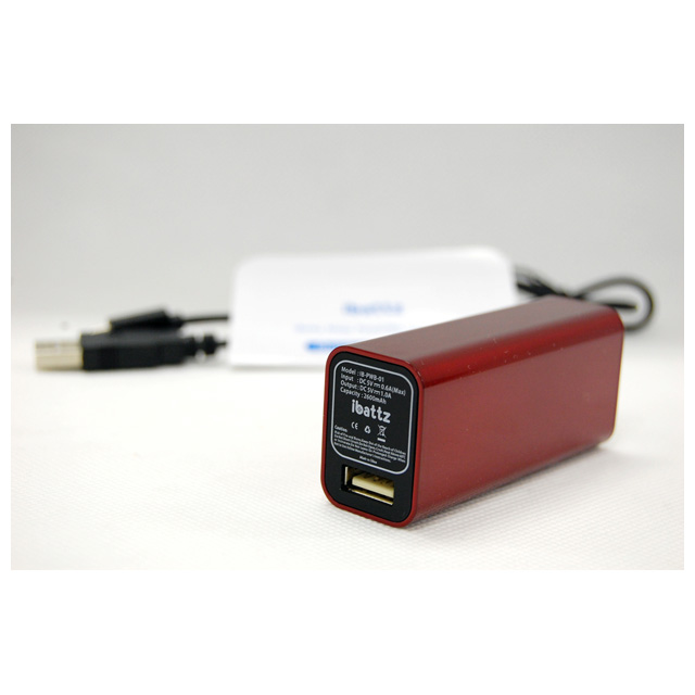 「スマートフォンをフル充電」小型軽量リチウムイオンバッテリー ”Battz Mojo Powerbar 2600mAh” レッドサブ画像
