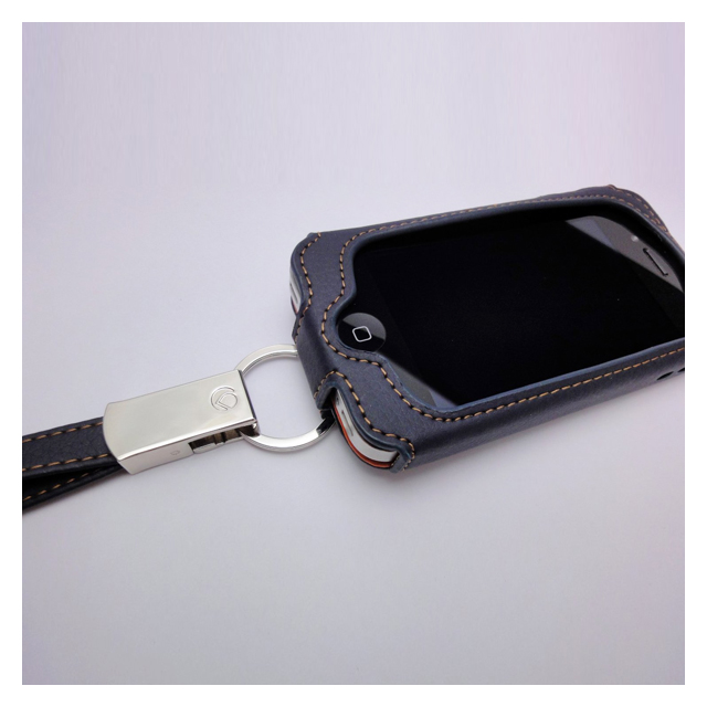 Deff 多機能 iPhone4S/4 PUレザーケース【ネックストラップ付き】ネイビーサブ画像