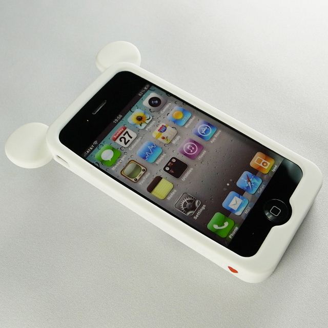 【iPhone4】iburg Full Protection Silicon Bear, Whiteサブ画像