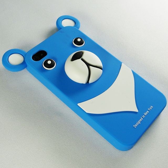 【iPhone4】iburg Full Protection Silicon Bear, Blueサブ画像