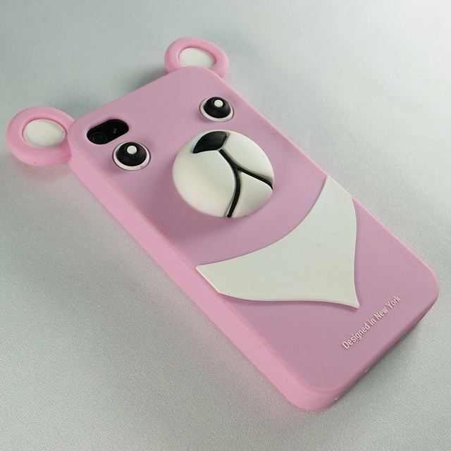【iPhone4】iburg Full Protection Silicon Bear, Pinkサブ画像