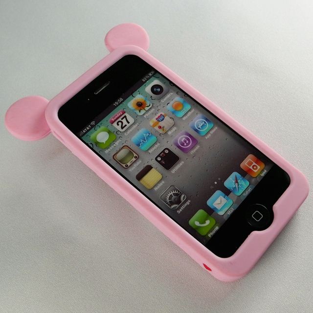 【iPhone4】iburg Full Protection Silicon Bear, Pinkサブ画像